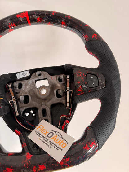 Volant Clio 4 RS Carbone Forgé Rouge – Cuir Perforé FlexOAuto