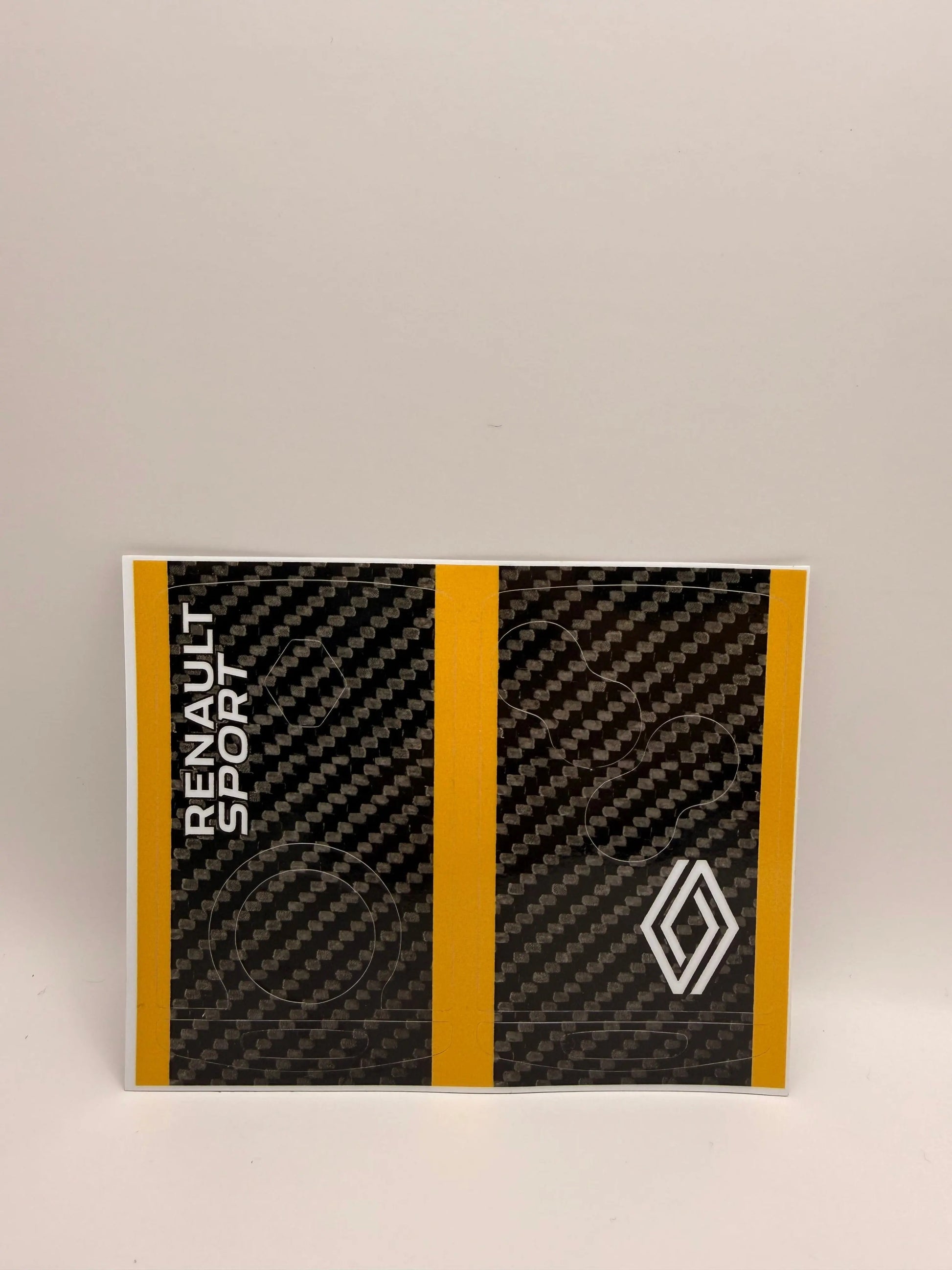 Autocollants de carte Renault Sport – Look carbone & bande jaune FlexOAuto