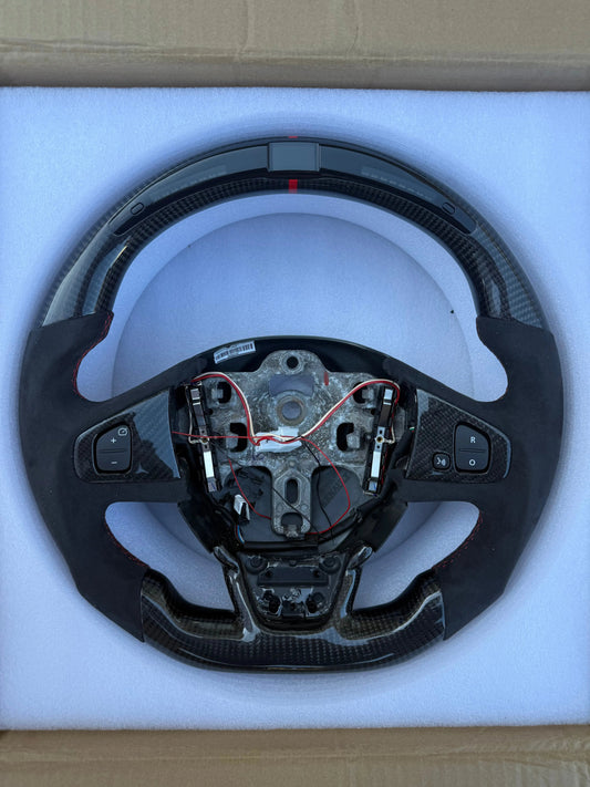 Volant Carbone LED Shift Light – Clio 4 RS (Surpiqûres & repère rouge) FlexOAuto